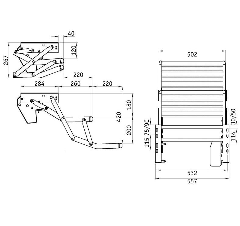 Thule® Trittstufe electric double 500 Alu 89 384 Abmessungen