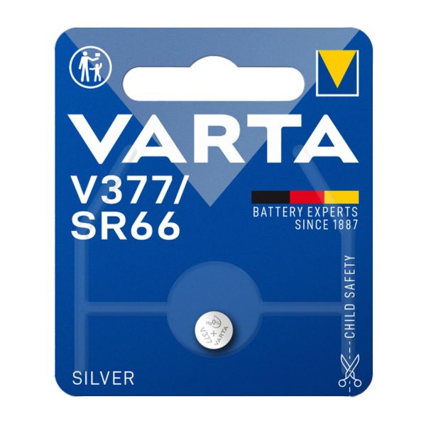 VARTA Hightech-Lithium-Knopfzelle, Silver Coin, Uhrenbatterie V377/SR66 ~ 322/766