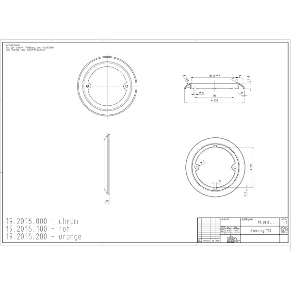 Jokon® Zierring chrom für Jokon Leuchtenserie Heck ~ 140/178