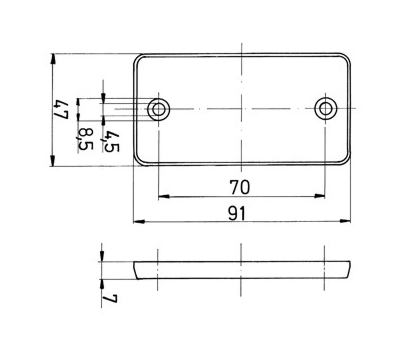 Jokon Reflektor rechteckig orange Typ R115, lose 140/075-1 Abmessungen